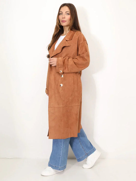 Mira - Klassieke Winter Trenchcoat van Suède voor Dames