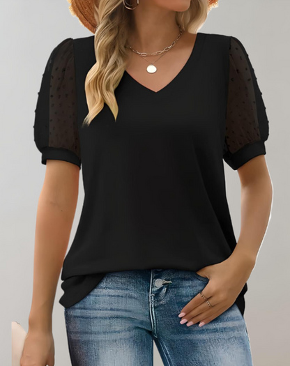 Isabella - Casual top met korte pofmouwen