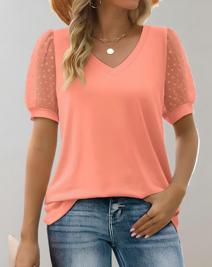 Isabella - Casual top met korte pofmouwen