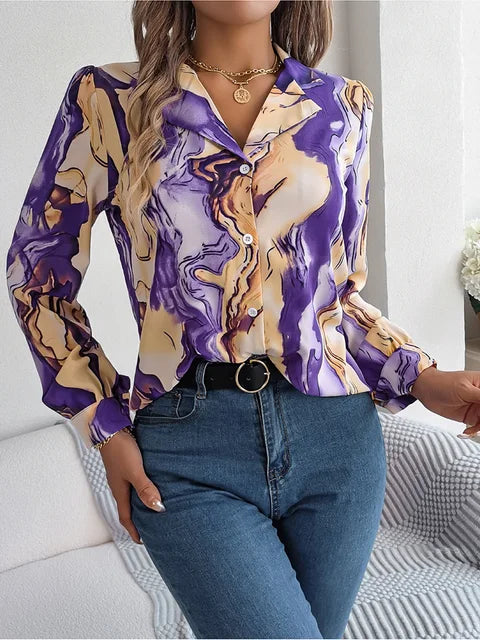 Lila Marble Print Blouse