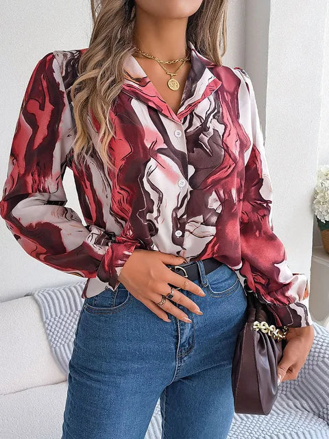 Lila Marble Print Blouse