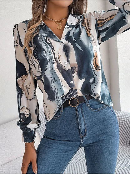 Lila Marble Print Blouse