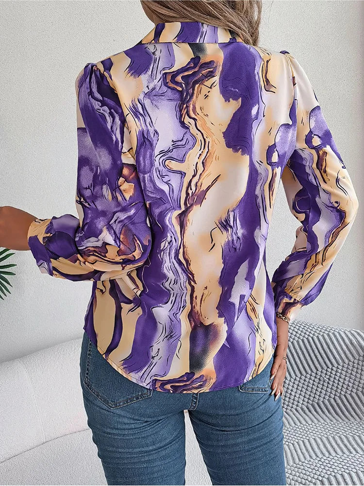 Lila Marble Print Blouse