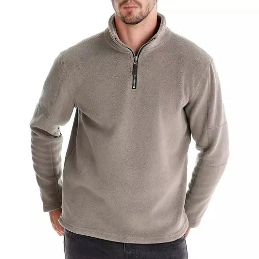 Autumn Winter Mens Sweatshirt Stand Neck Half Zip Long Sleeve Hoodie High-quality Fashion Versatile Fleece Sweaters Men Clothing